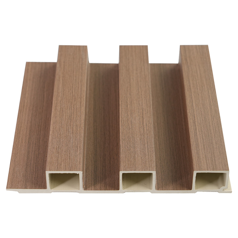 Breedte 195 mm Dikte 28 mm Bamboevezel Decoratief hout Interieur Gebouw Groef 3D Hout-kunststof composiet PVC wandpaneel